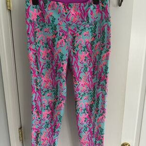 Lilly Pulitzer Pink and Gold Logo Leggings